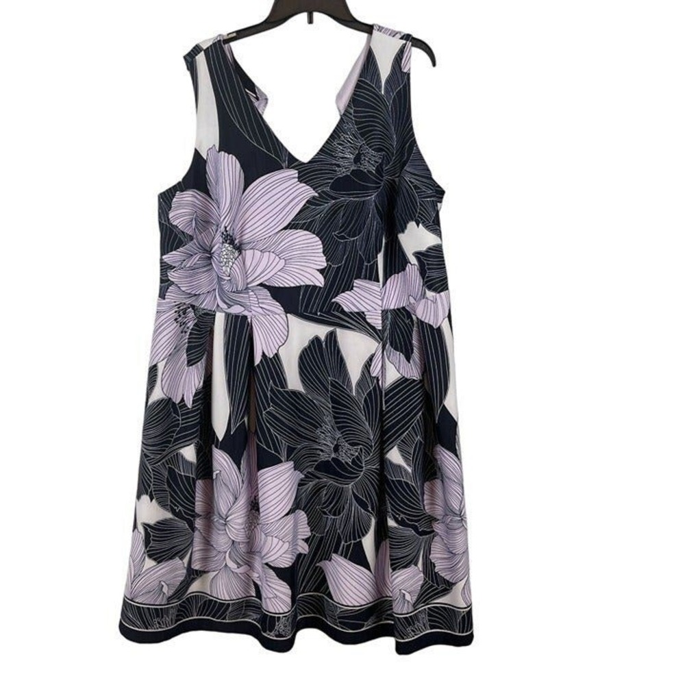 Roz & Ali Women Plus Size 22W Floral Fit Flare Dress Sleeveless V-Neck